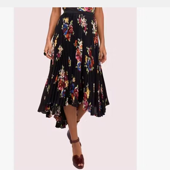 kate spade Rare Roses Pleated asymmetrical Skirt size 2 nwot - Picture 1 of 11